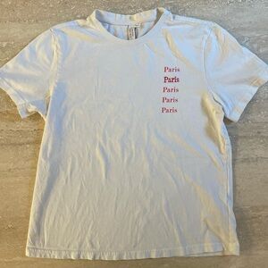 & Other Stories White Tee with Red Paris Print